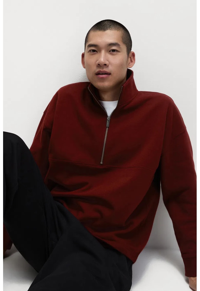 Bluza de trening supradimensionata cu fermoar scurt