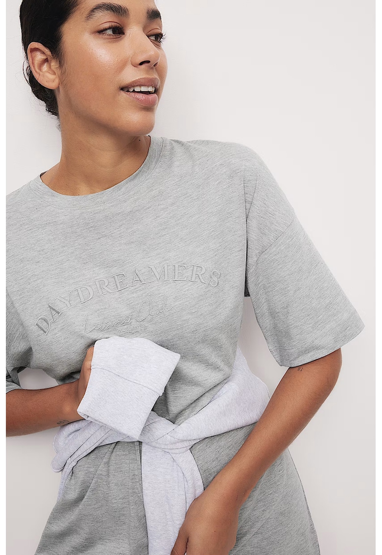 Camasa de noapte din amestec de modal - Gri deschis melange