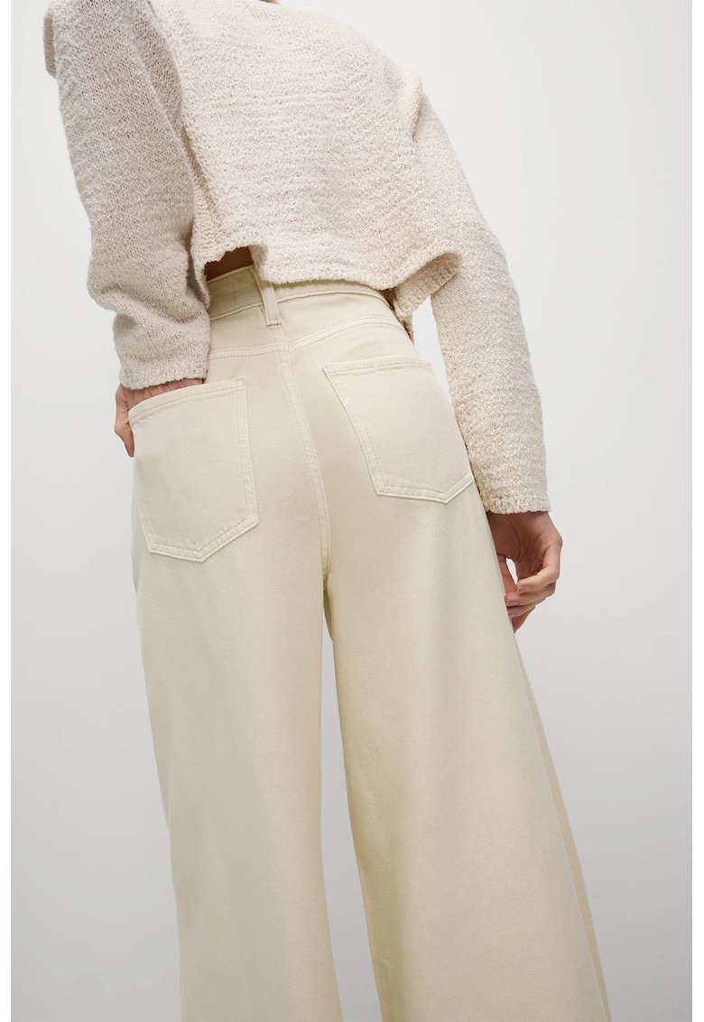 Blugi din amestec de lyocell cu croiala ampla si talie inalta