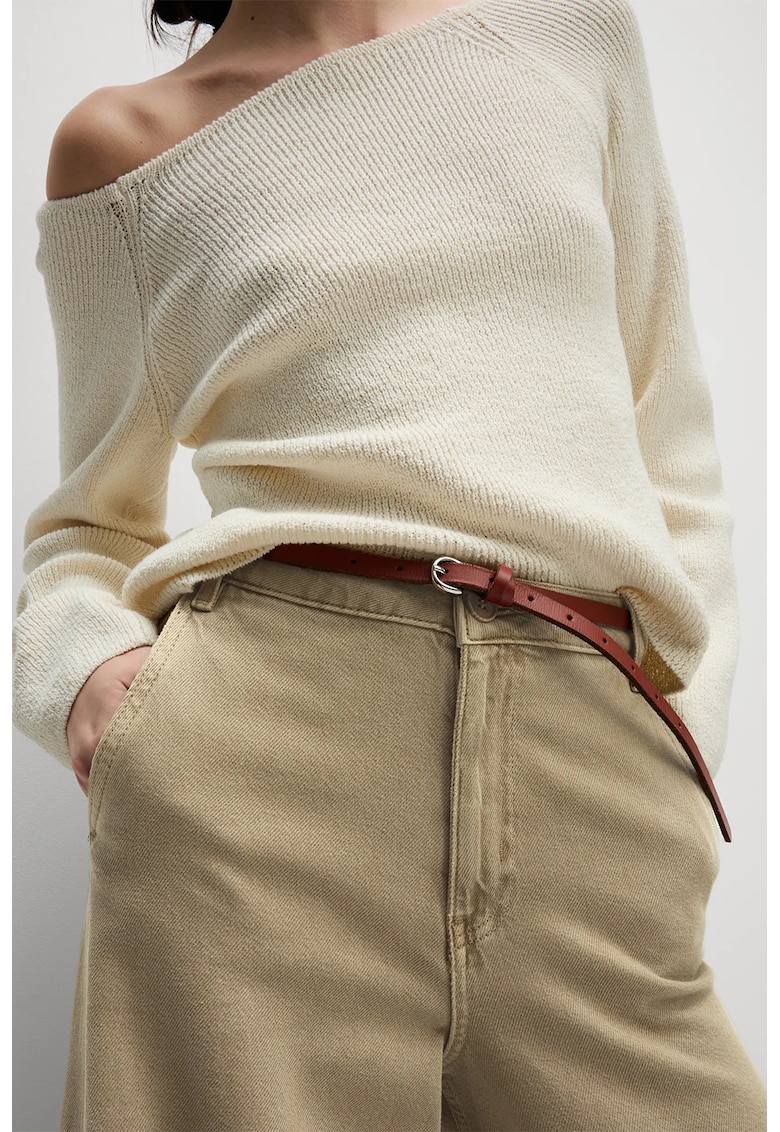 Blugi din amestec de lyocell cu croiala ampla si talie inalta