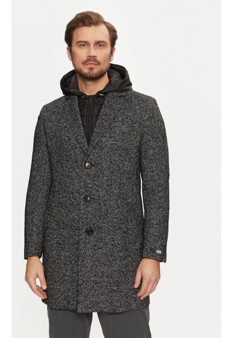 Palton barbati - 305162175 - Poliester/Poliacril/Lana - Negru