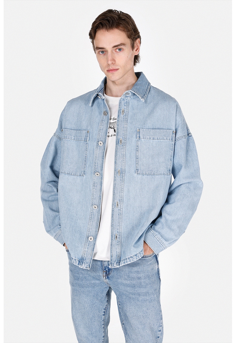 Camasa din denim cu maneci cazute