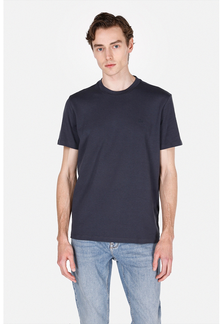 Tricou regular fit din bumbac cu decolteu la baza gatului