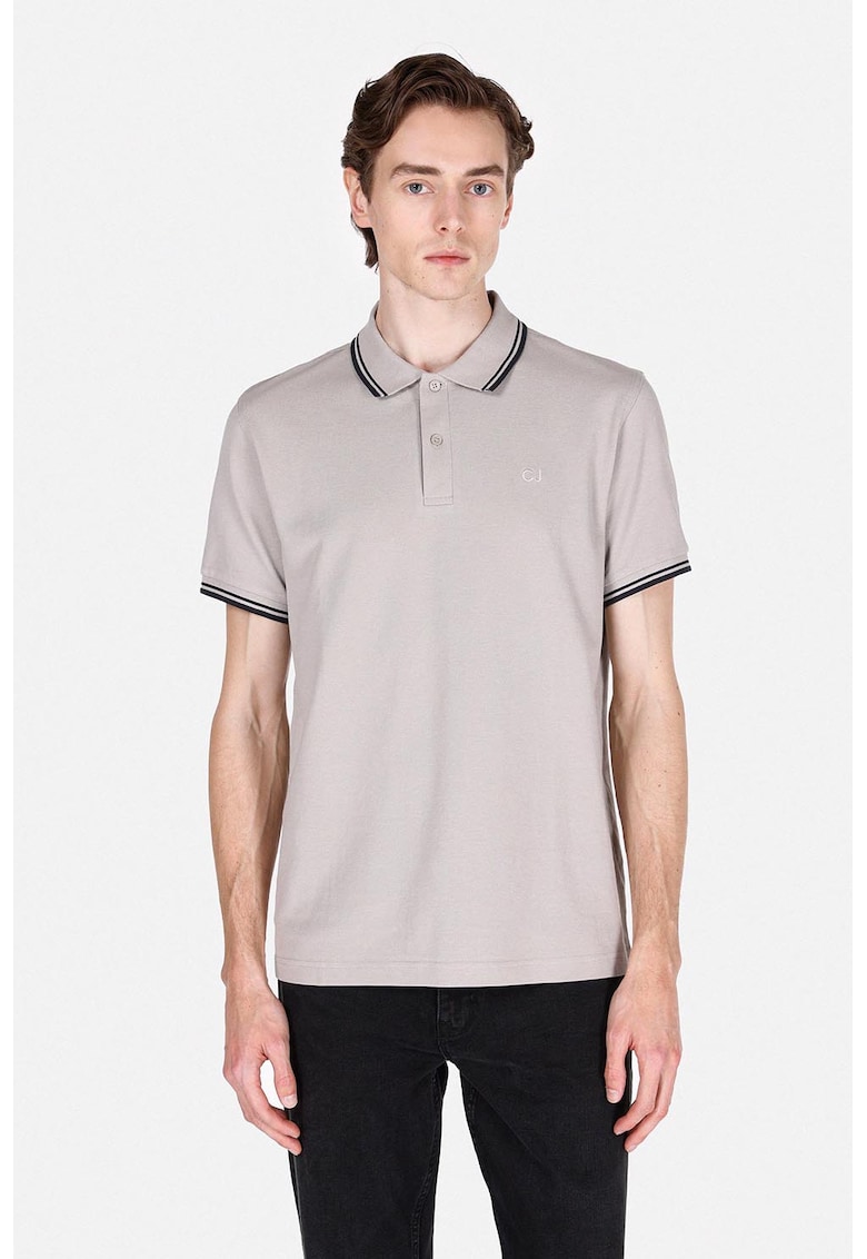 Tricou regular fit cu guler polo