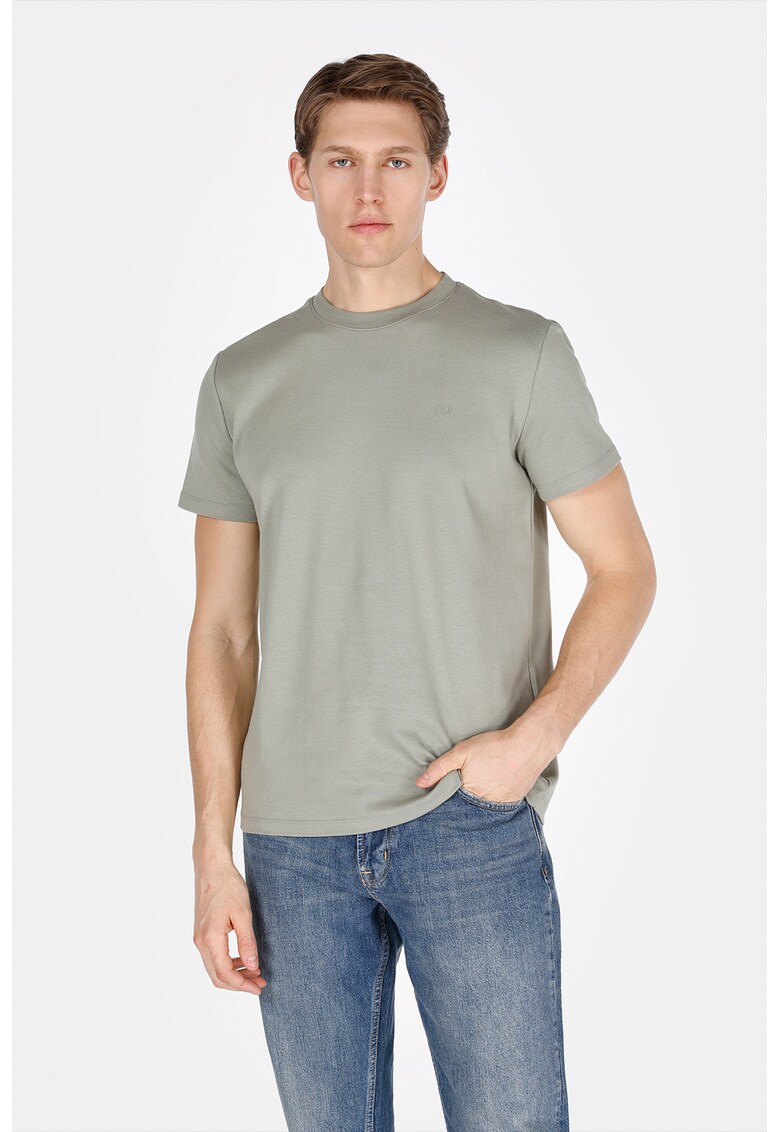 Tricou regular fit din bumbac cu decolteu la baza gatului