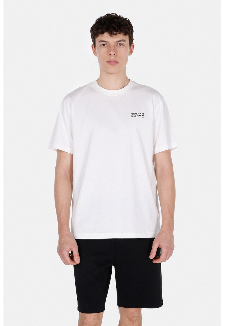 Tricou de bumbac cu imprimeu cu masini