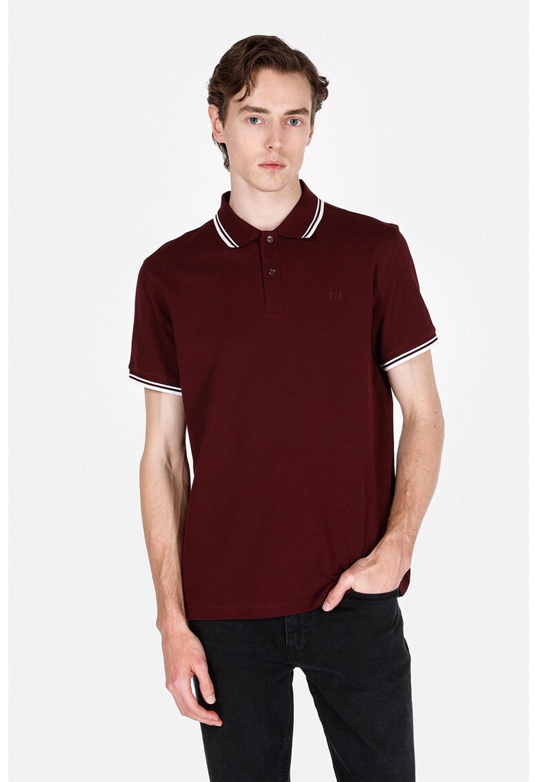 Tricou regular fit cu guler polo