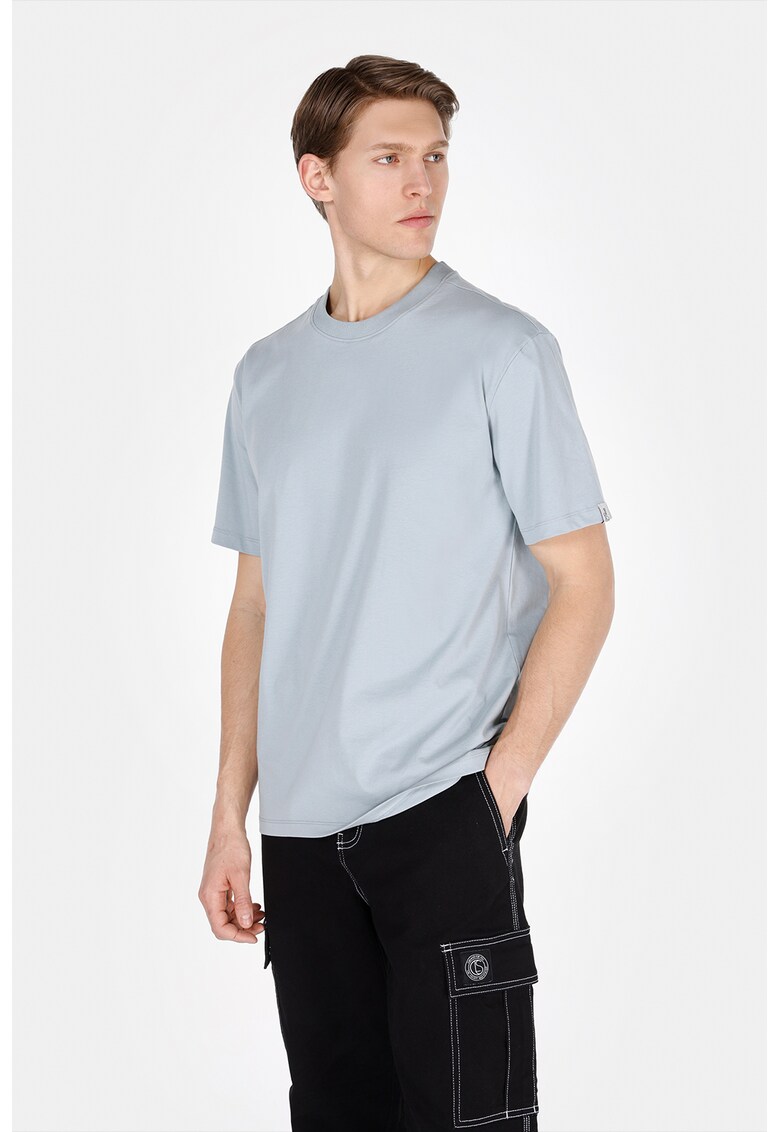 Tricou uni de bumbac - Albastru deschis