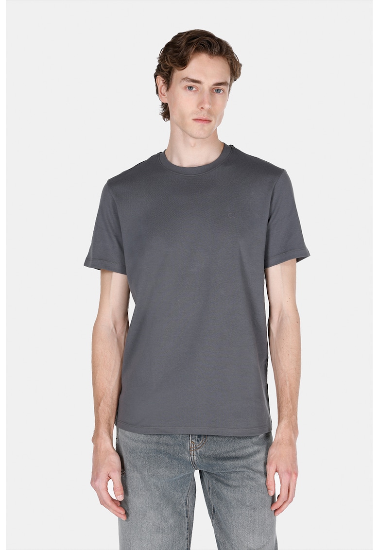 Tricou regular fit din bumbac cu decolteu la baza gatului