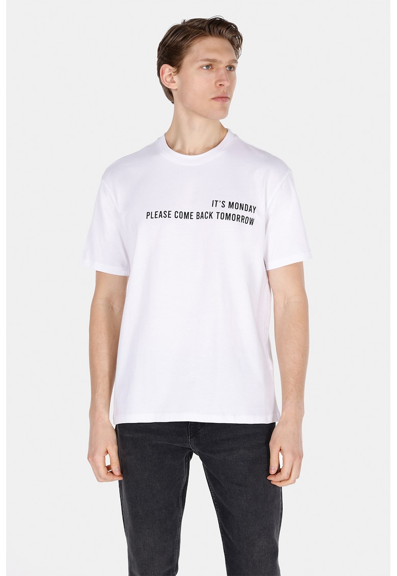 Tricou cu decolteu la baza gatului CL1073786 - Alb