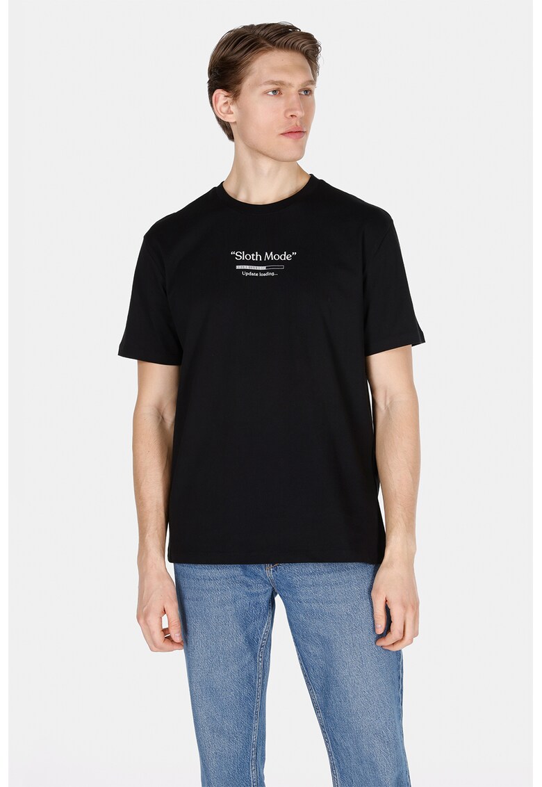 Tricou cu decolteu la baza gatului CL1073783 - Negru