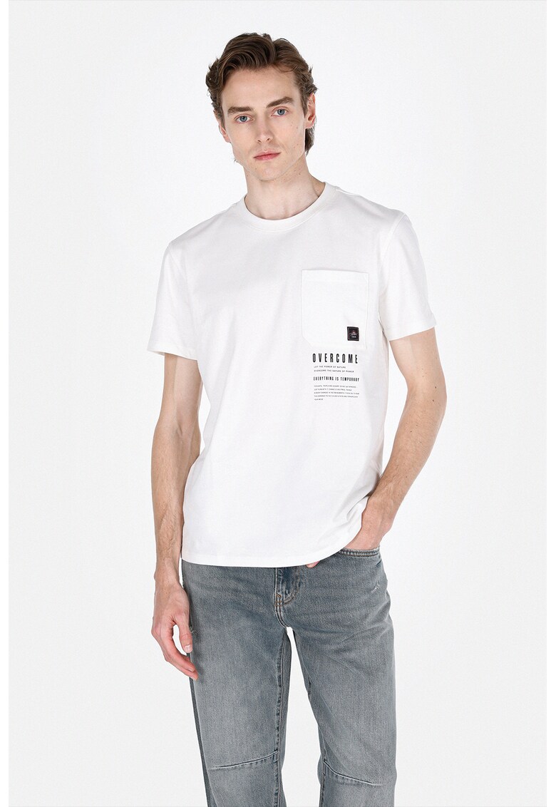 Tricou cu imprimeu text - Alb murdar