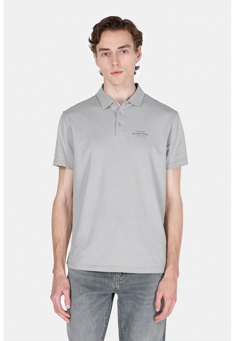 Tricou polo din material pique - Gri