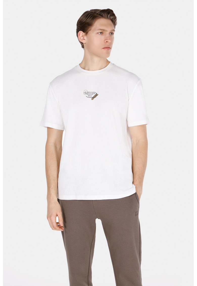 Tricou cu detaliu text - Alb