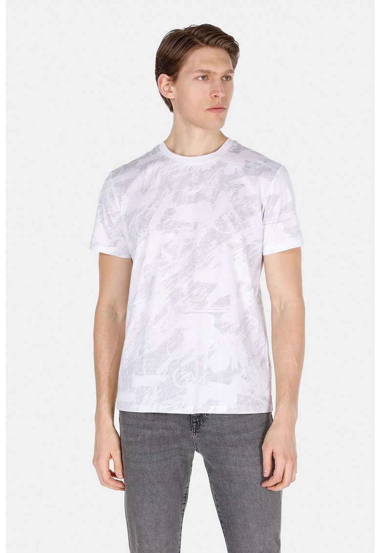 Tricou din bumbac cu decolteu la baza gatului