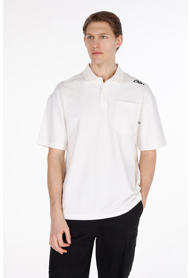 Tricou polo cu buzunar pe piept - Alb murdar