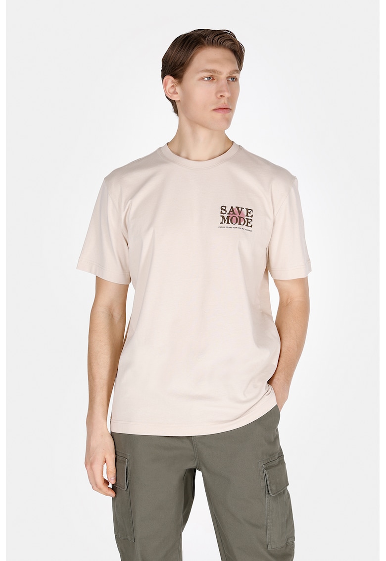 Tricou cu imprimeu pe partea din spate - Bej deschis