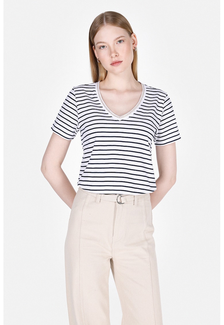 Tricou din bumbac cu model in dungi