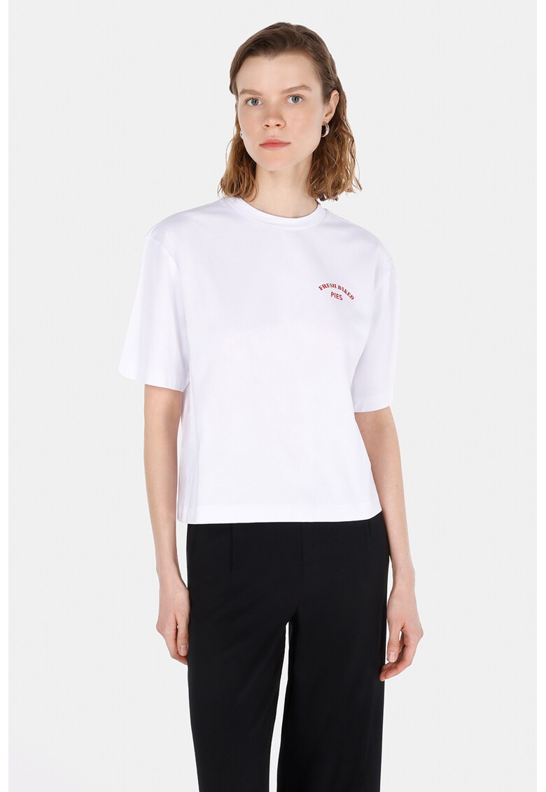 Tricou din bumbac cu imprimeu grafic - Rosu/Alb