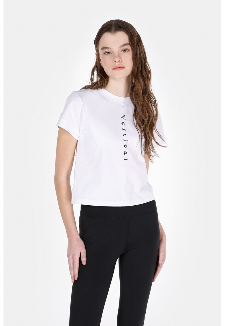 Tricou din bumbac cu decolteu la baza gatului - Alb optic