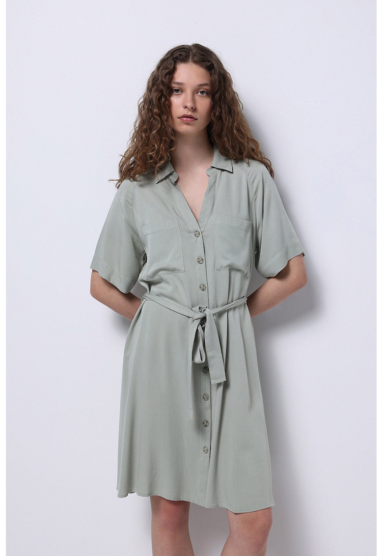 Rochie cu decolteu in V si cordon in talie