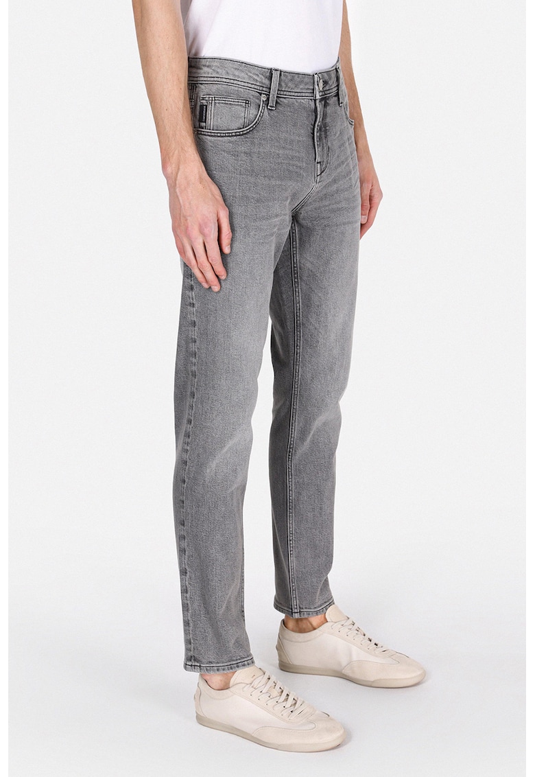 Blugi crop cu croiala dreapta - Gri inchis melange