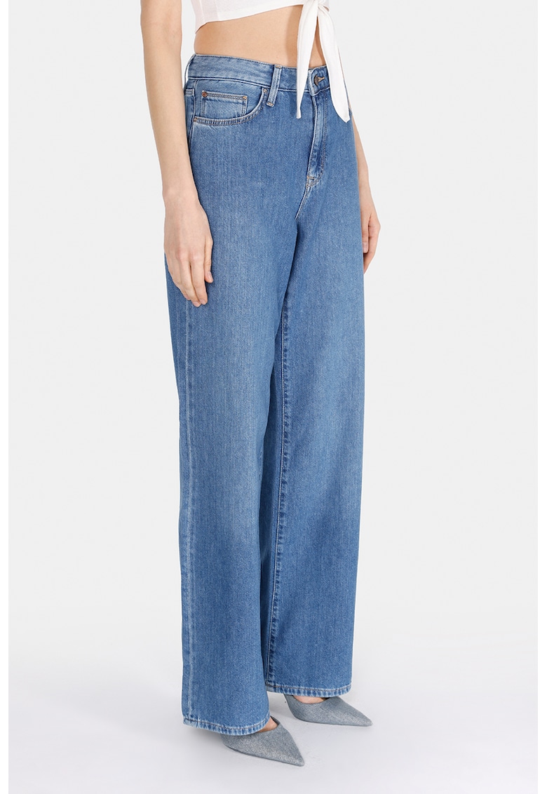 Blugi cu croiala dreapta si talie inalta - Albastru pastel