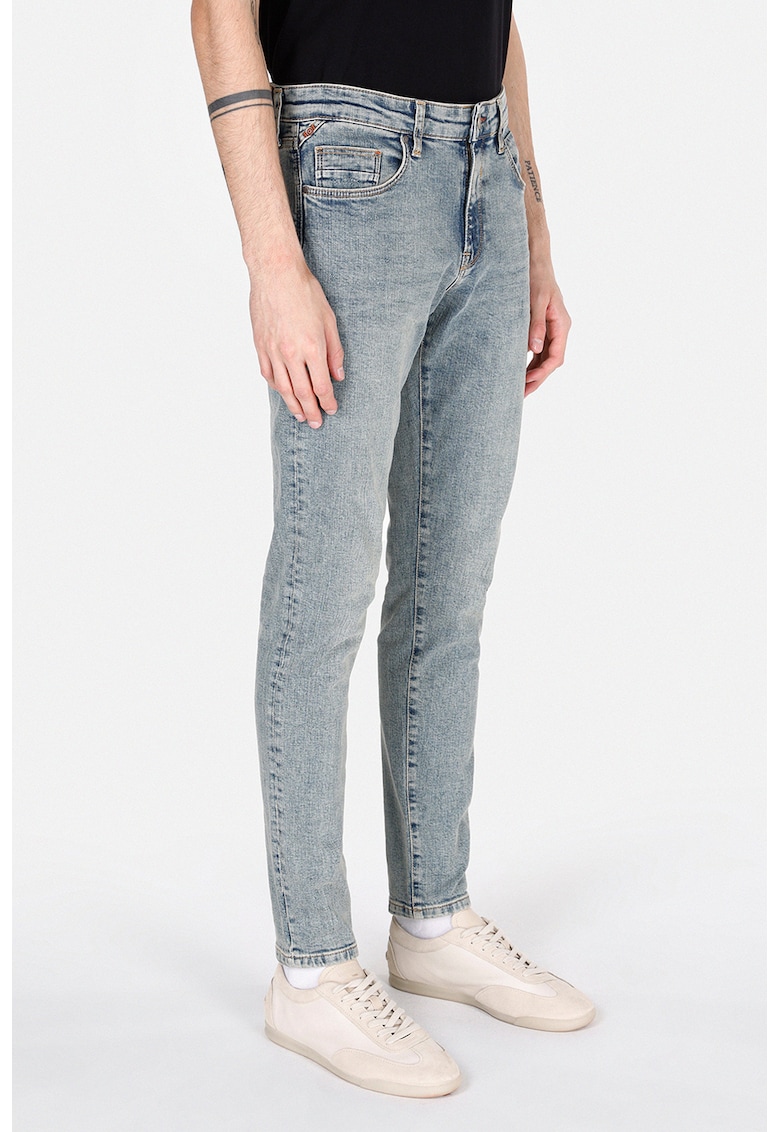 Blugi slim fit din denim - Albastru deschis melange