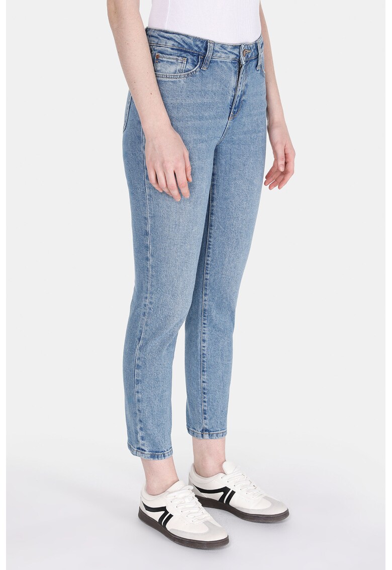 Blugi crop cu talie inalta - Albastru deschis