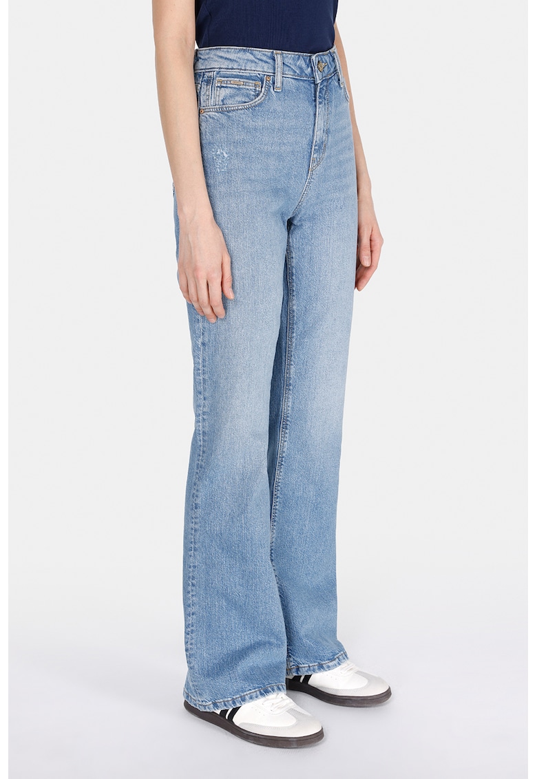 Blugi cu croiala ampla si talie inalta - Albastru deschis