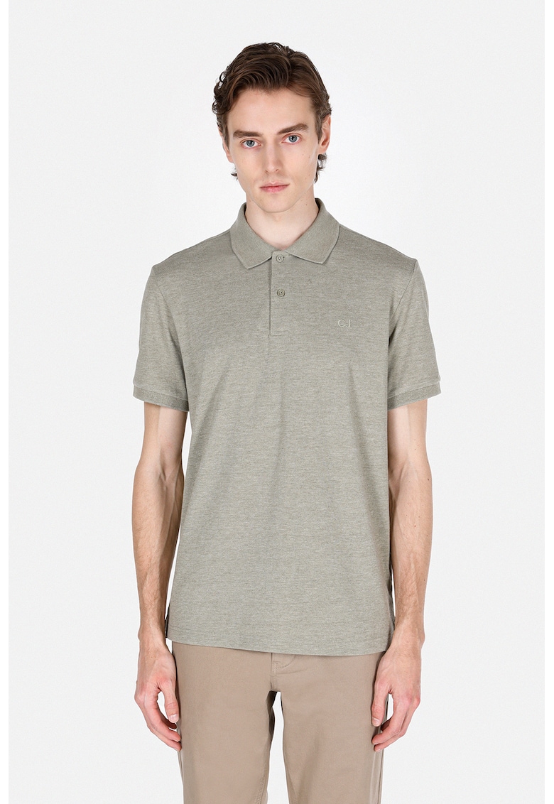 Colins Tricou polo cu logo brodat - Verde melange