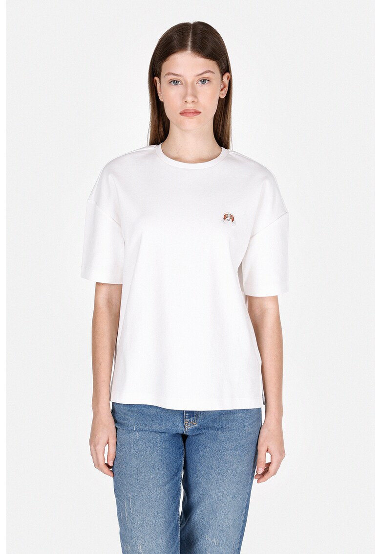 Tricou uni cu decolteu la baza gatului - Alb optic