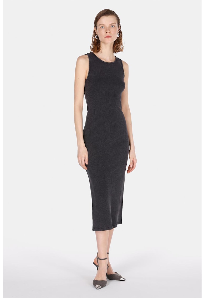 Rochie din denim cu slit pe spate - Gri antracit