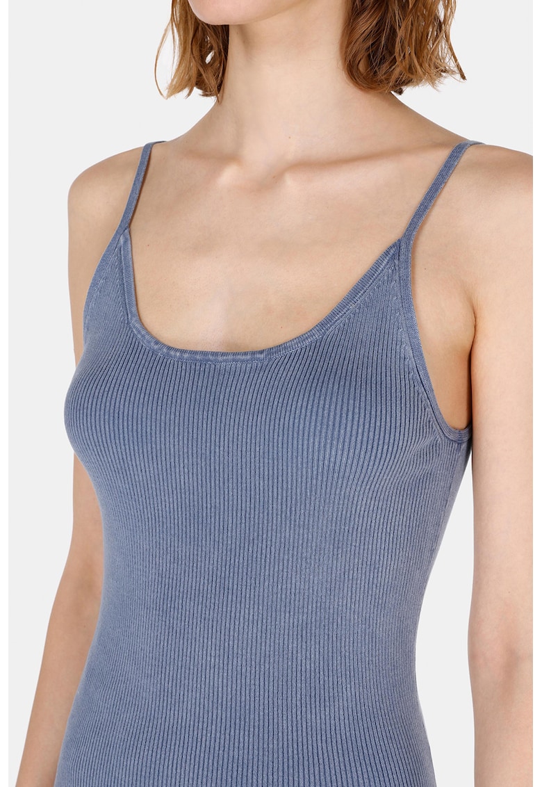 Top cu aspect striat - Albastru prafuit