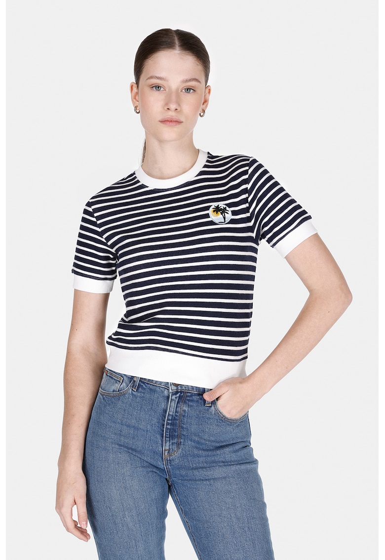 Tricou cu dungi si broderie