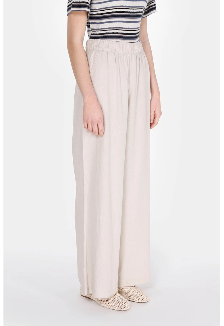 Pantaloni din amestec de in cu croiala ampla
