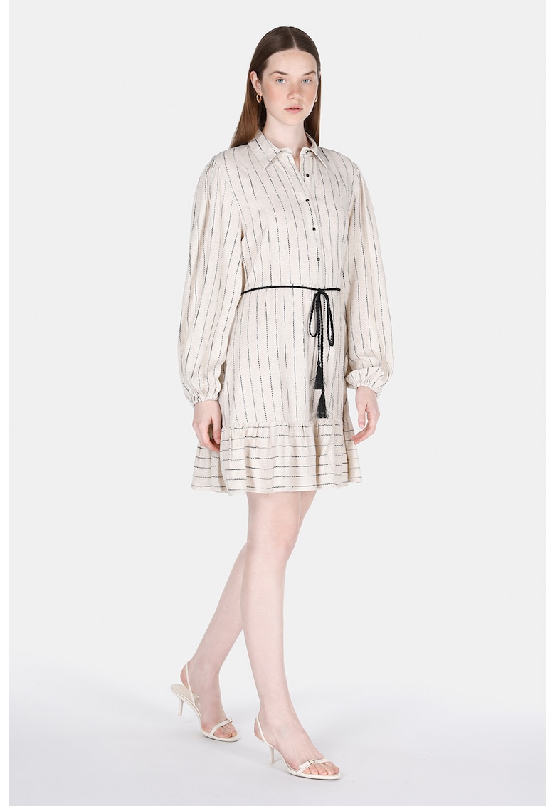 Rochie din amestec de in cu dungi