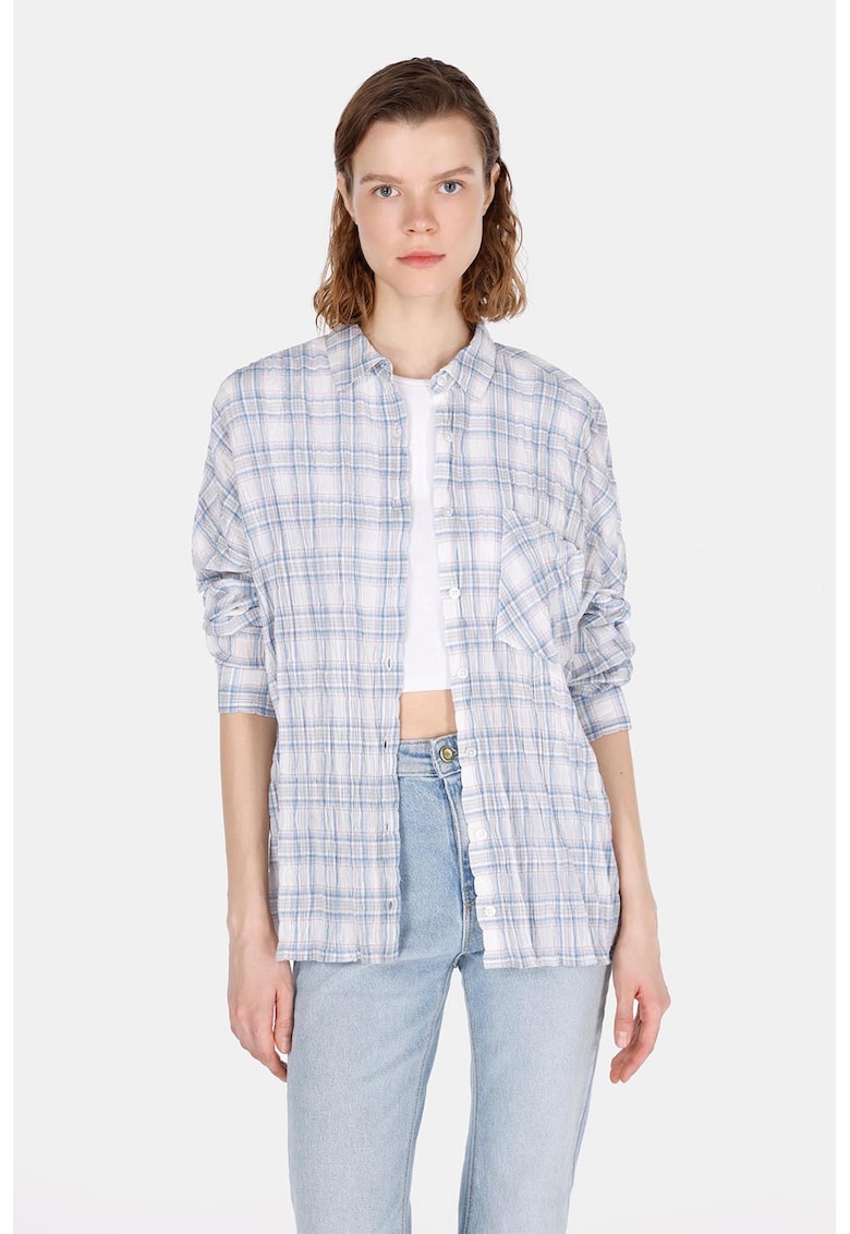 Camasa in carouri cu buzunar pe piept