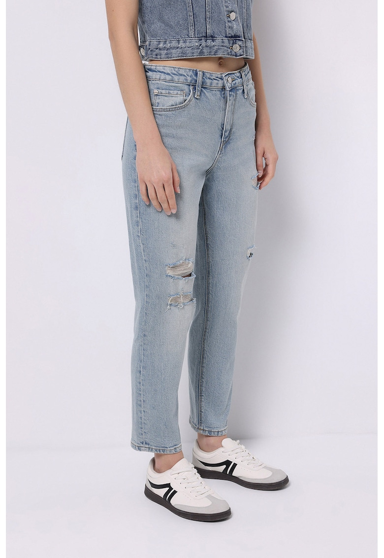 Blugi drepti din amestec de lyocell cu detalii striate