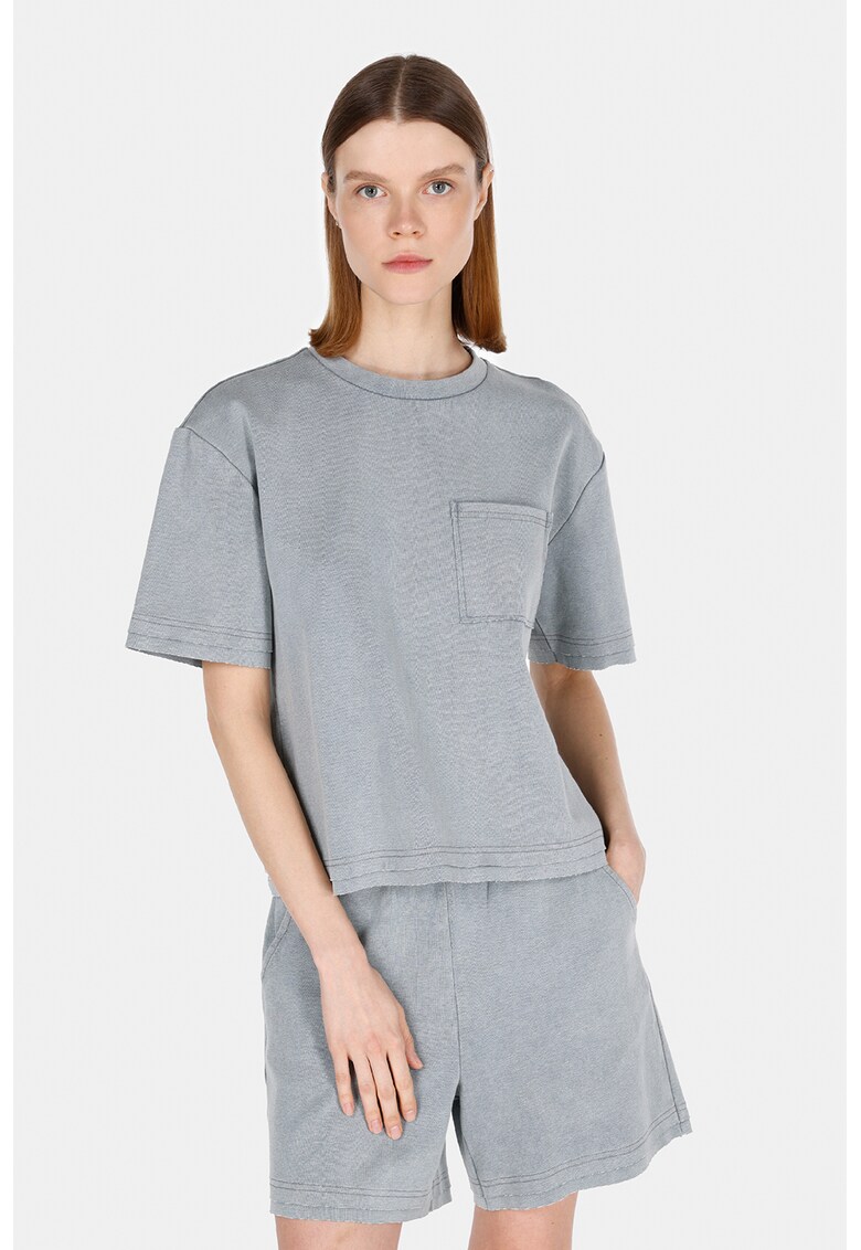 Tricou uni cu buzunar pe piept - Gri