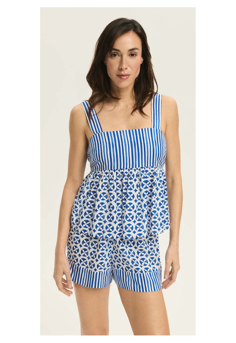 Pijama dama albastra - viscoza - maneca scurta - pantaloni scurti - set