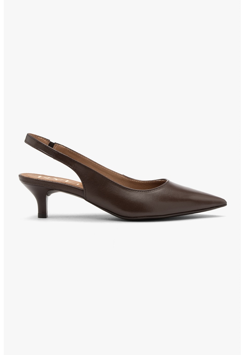 Pantofi slingback de piele Sarah - Maro inchis