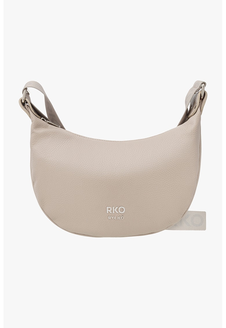 RYLKO - Geanta semiluna de piele cu bareta cu model logo