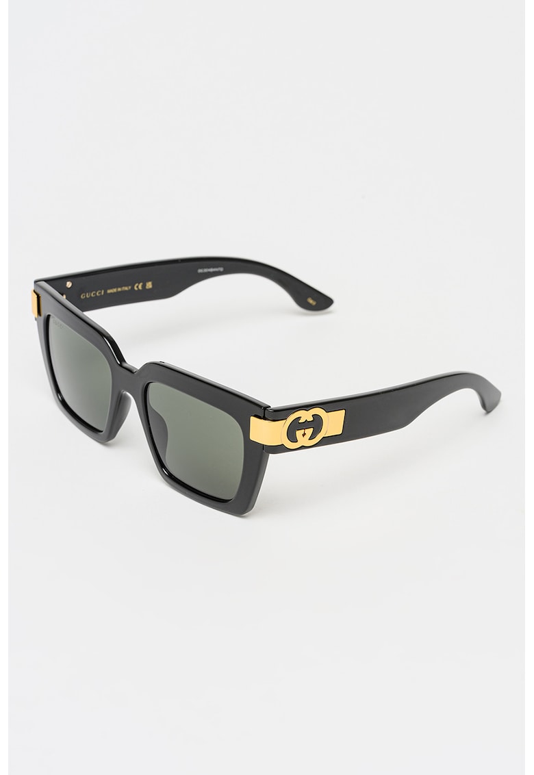 Ochelari de soare dreptunghiulari cu lentile uni - Auriu - Negru -