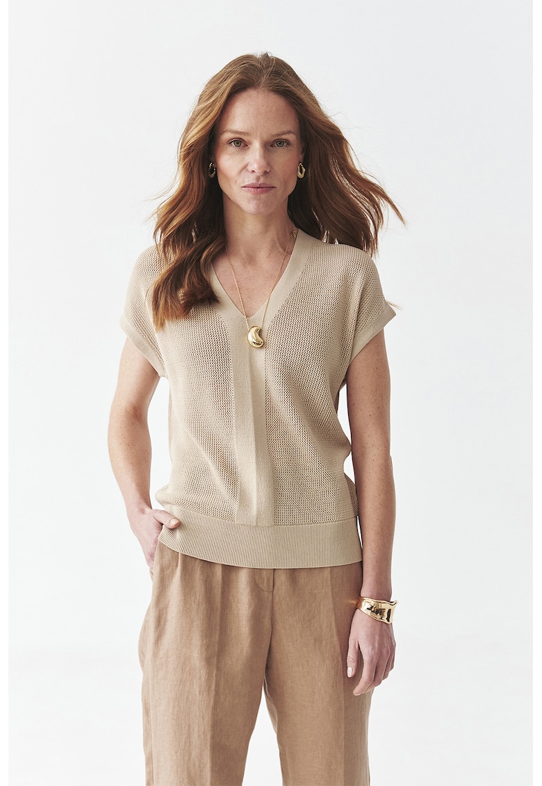 Pulover cu maneci scurte si decolteu in V