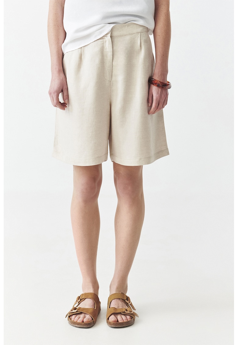 Pantaloni scurti din amestec de in - Maro nisip