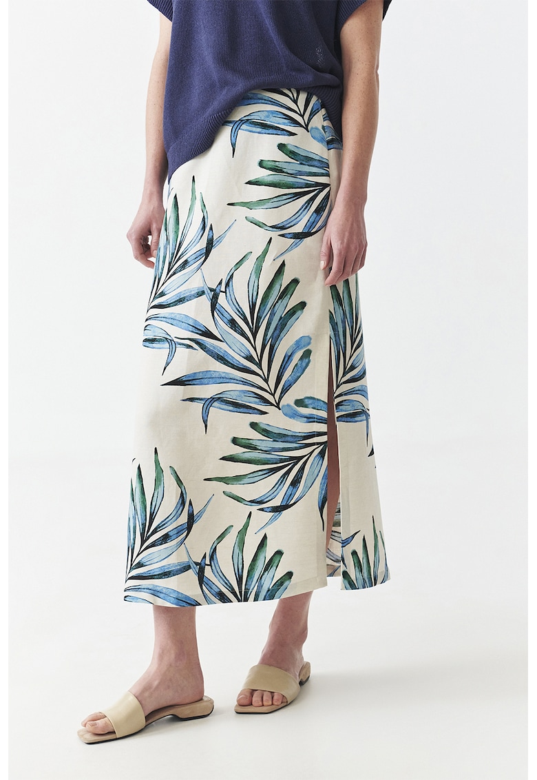 Fusta lunga cu imprimeu tropical