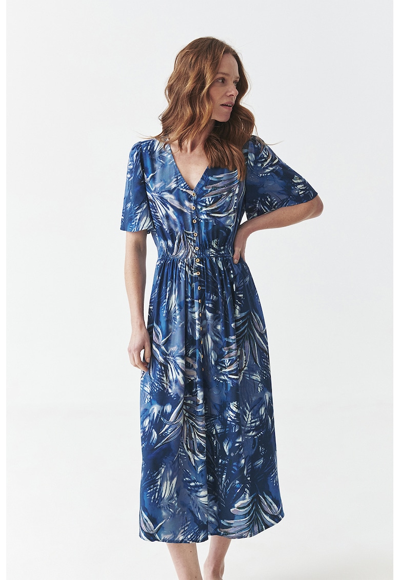 Rochie cu decolteu in V si imprimeu