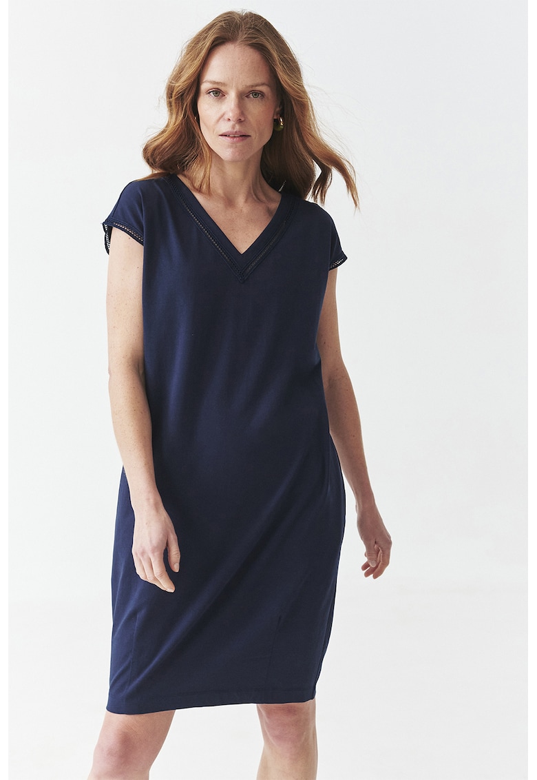 Rochie din amestec de bumbac cu decolteu in V