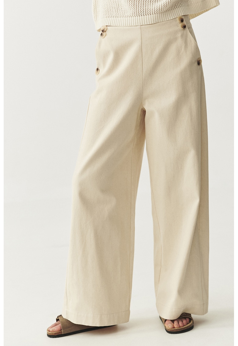 Pantaloni drepti din bumbac cu talie medie